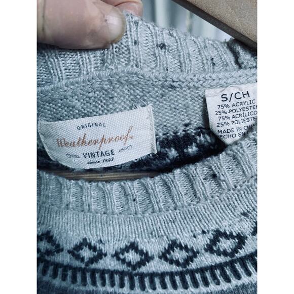 Weatherproof Vintage Sweater Fair Isle Crew Neck Sweater Gray Black Size Small - Picture 10 of 10